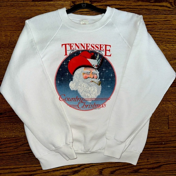 Vintage Tennessee Country Christmas White Sweatshirt - Picture 1 of 9